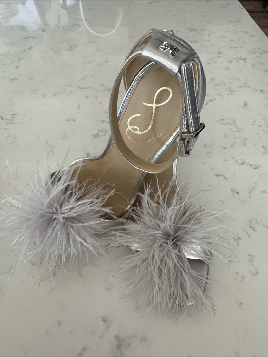 Sam Edelman Shoes - Sam Edelman Yaro Feather Heels Soft Silver Metallic Bridal Party Heels 🩶
